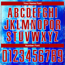 Load image into Gallery viewer, Custom Thunder Blue Red-White American Flag Flame Sublimation Soccer Uniform Jersey