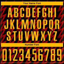 Load image into Gallery viewer, Custom Black Gold-Red Zigzag Shape Sublimation Soccer Uniform Jersey