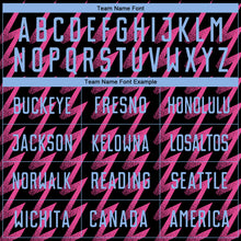 Load image into Gallery viewer, Custom Black Light Blue-Pink Zigzag Shape Sublimation Soccer Uniform Jersey