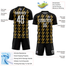 Load image into Gallery viewer, Custom Black White-Old Gold Zigzag Shape Sublimation Soccer Uniform Jersey