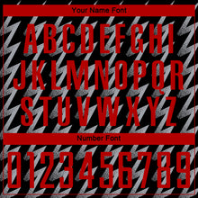 Load image into Gallery viewer, Custom Black Red-Gray Zigzag Shape Sublimation Soccer Uniform Jersey