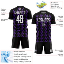 Load image into Gallery viewer, Custom Black White-Purple Zigzag Shape Sublimation Soccer Uniform Jersey
