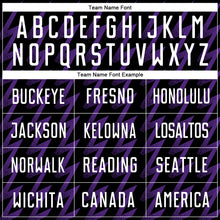 Load image into Gallery viewer, Custom Black White-Purple Zigzag Shape Sublimation Soccer Uniform Jersey