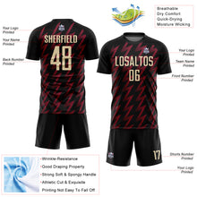Load image into Gallery viewer, Custom Black Cream-Crimson Zigzag Shape Sublimation Soccer Uniform Jersey