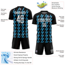 Load image into Gallery viewer, Custom Black White-Sky Blue Zigzag Shape Sublimation Soccer Uniform Jersey