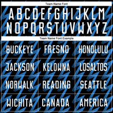 Load image into Gallery viewer, Custom Black White-Powder Blue Zigzag Shape Sublimation Soccer Uniform Jersey