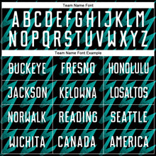 Load image into Gallery viewer, Custom Black White-Aqua Zigzag Shape Sublimation Soccer Uniform Jersey