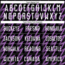 Load image into Gallery viewer, Custom Black White-Medium Purple Zigzag Shape Sublimation Soccer Uniform Jersey