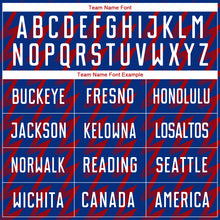 Load image into Gallery viewer, Custom Royal White-Red Zigzag Shape Sublimation Soccer Uniform Jersey