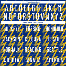 Load image into Gallery viewer, Custom Royal White-Yellow Zigzag Shape Sublimation Soccer Uniform Jersey