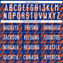 Load image into Gallery viewer, Custom Royal White-Orange Zigzag Shape Sublimation Soccer Uniform Jersey