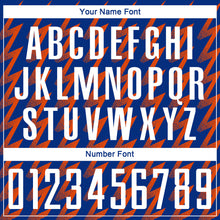 Load image into Gallery viewer, Custom Royal White-Orange Zigzag Shape Sublimation Soccer Uniform Jersey