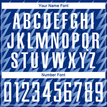 Load image into Gallery viewer, Custom Royal White-Light Blue Zigzag Shape Sublimation Soccer Uniform Jersey