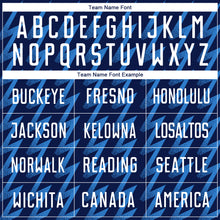 Load image into Gallery viewer, Custom Navy White-Powder Blue Zigzag Shape Sublimation Soccer Uniform Jersey