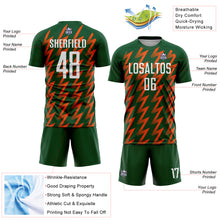 Load image into Gallery viewer, Custom Green White-Orange Zigzag Shape Sublimation Soccer Uniform Jersey