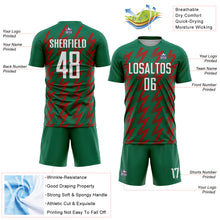 Load image into Gallery viewer, Custom Kelly Green White-Red Zigzag Shape Sublimation Soccer Uniform Jersey