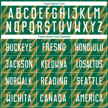 Load image into Gallery viewer, Custom Kelly Green White-Old Gold Zigzag Shape Sublimation Soccer Uniform Jersey