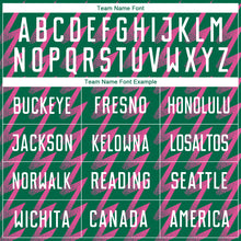 Load image into Gallery viewer, Custom Kelly Green White-Pink Zigzag Shape Sublimation Soccer Uniform Jersey