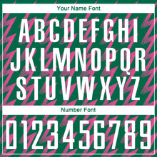 Load image into Gallery viewer, Custom Kelly Green White-Pink Zigzag Shape Sublimation Soccer Uniform Jersey