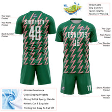 Load image into Gallery viewer, Custom Kelly Green White-Medium Pink Zigzag Shape Sublimation Soccer Uniform Jersey