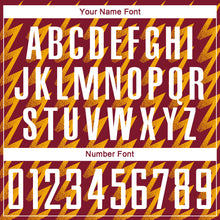 Load image into Gallery viewer, Custom Crimson White-Gold Zigzag Shape Sublimation Soccer Uniform Jersey