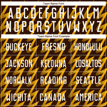 Load image into Gallery viewer, Custom Brown White-Gold Zigzag Shape Sublimation Soccer Uniform Jersey