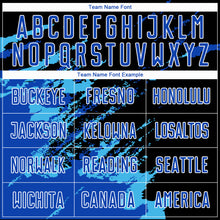 Load image into Gallery viewer, Custom Black Thunder Blue-Sky Blue Abstract Fragment Art Splash Sublimation Soccer Uniform Jersey