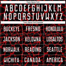 Load image into Gallery viewer, Custom Black White-Red Abstract Network Splash Sublimation Soccer Uniform Jersey