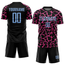 Load image into Gallery viewer, Custom Black Light Blue-Pink Abstract Network Splash Sublimation Soccer Uniform Jersey