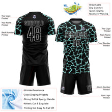 Load image into Gallery viewer, Custom Black Ice Blue-White Abstract Network Splash Sublimation Soccer Uniform Jersey