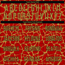 Load image into Gallery viewer, Custom Red Old Gold-Black Abstract Network Splash Sublimation Soccer Uniform Jersey