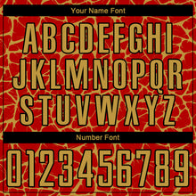 Load image into Gallery viewer, Custom Red Old Gold-Black Abstract Network Splash Sublimation Soccer Uniform Jersey