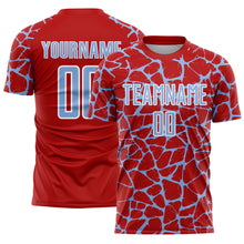 Load image into Gallery viewer, Custom Red Light Blue-White Abstract Network Splash Sublimation Soccer Uniform Jersey