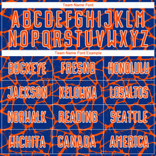 Load image into Gallery viewer, Custom Royal Orange-White Abstract Network Splash Sublimation Soccer Uniform Jersey