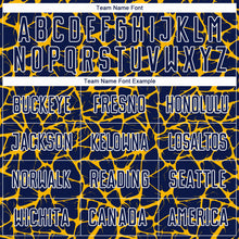 Load image into Gallery viewer, Custom Navy Gold-White Abstract Network Splash Sublimation Soccer Uniform Jersey