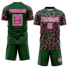 Load image into Gallery viewer, Custom Green Pink-White Abstract Network Splash Sublimation Soccer Uniform Jersey