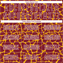 Load image into Gallery viewer, Custom Crimson Gold-White Abstract Network Splash Sublimation Soccer Uniform Jersey