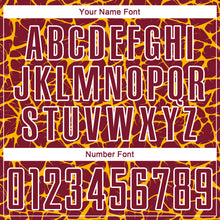 Load image into Gallery viewer, Custom Crimson Gold-White Abstract Network Splash Sublimation Soccer Uniform Jersey