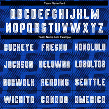 Load image into Gallery viewer, Custom Navy White-Thunder Blue Line Sublimation Soccer Uniform Jersey