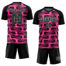 Load image into Gallery viewer, Custom Black Pink-White Line Sublimation Soccer Uniform Jersey