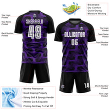 Load image into Gallery viewer, Custom Black White-Purple Line Sublimation Soccer Uniform Jersey