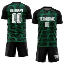Load image into Gallery viewer, Custom Black White-Kelly Green Line Sublimation Soccer Uniform Jersey