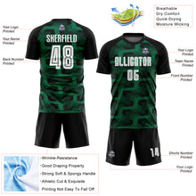 Load image into Gallery viewer, Custom Black White-Kelly Green Line Sublimation Soccer Uniform Jersey