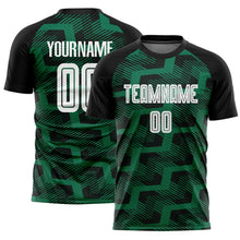 Load image into Gallery viewer, Custom Black White-Kelly Green Line Sublimation Soccer Uniform Jersey