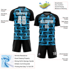 Load image into Gallery viewer, Custom Black White-Sky Blue Line Sublimation Soccer Uniform Jersey