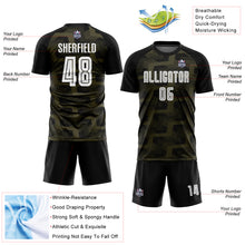 Load image into Gallery viewer, Custom Black White-Olive Line Sublimation Soccer Uniform Jersey