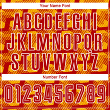 Load image into Gallery viewer, Custom Red Gold-White Line Sublimation Soccer Uniform Jersey