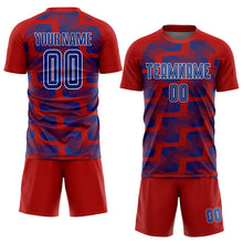 Load image into Gallery viewer, Custom Red Royal-White Line Sublimation Soccer Uniform Jersey