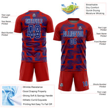 Load image into Gallery viewer, Custom Red Royal-White Line Sublimation Soccer Uniform Jersey