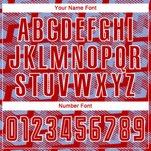 Load image into Gallery viewer, Custom Red Light Blue-White Line Sublimation Soccer Uniform Jersey